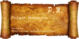 Pulger Modeszta névjegykártya